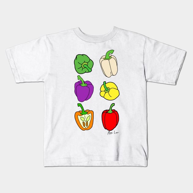 Colourful Bell Peppers Kids T-Shirt by MAXLEE